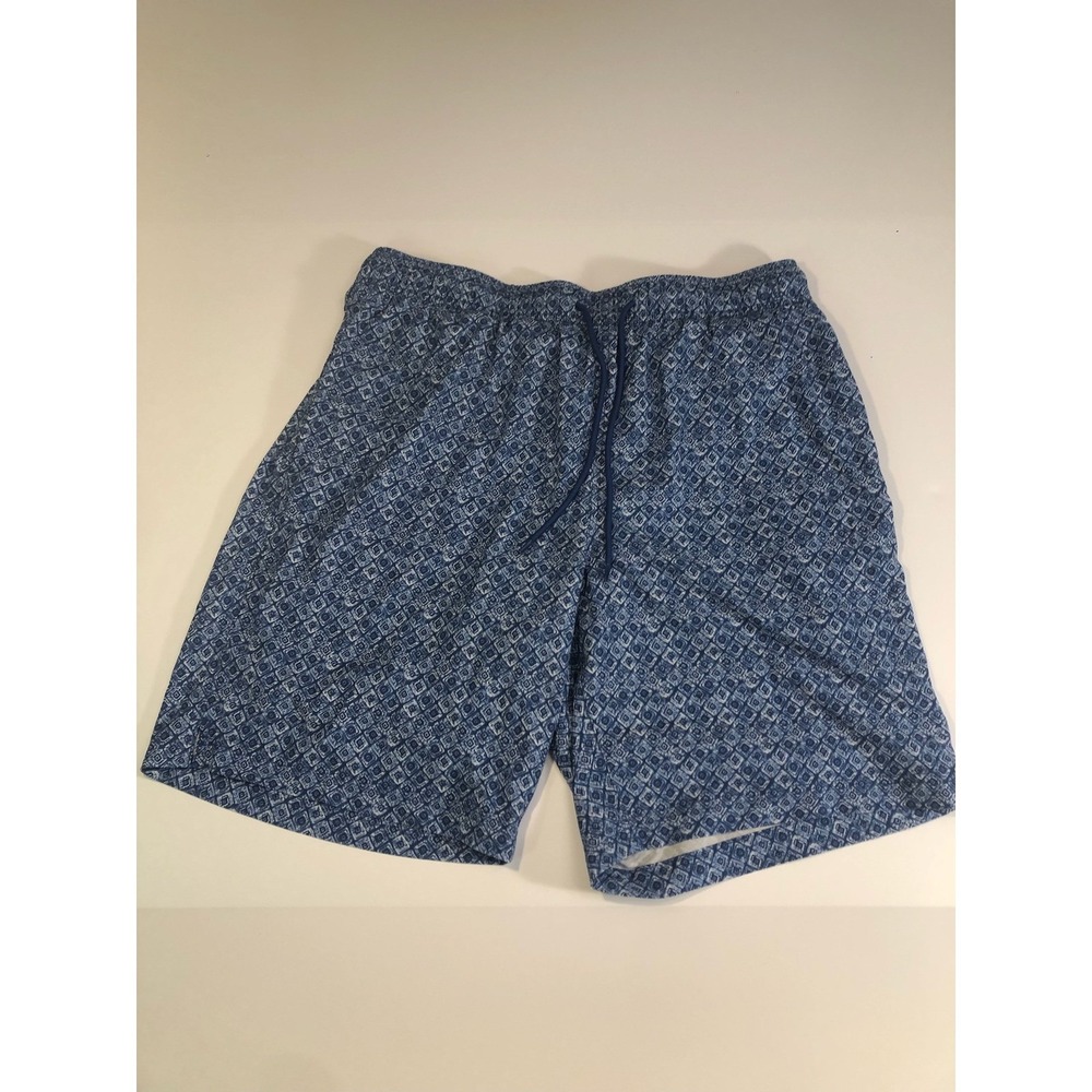 Caribbean Swim Trunks Men's Blue Diamond Pattern Elastic Waist Drawstring Resort